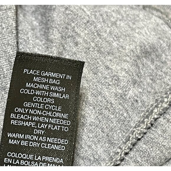 White House Black Market Dress Small Grey Faux Wrap Stretch Ruched Deep V Neck - Picture 9 of 9